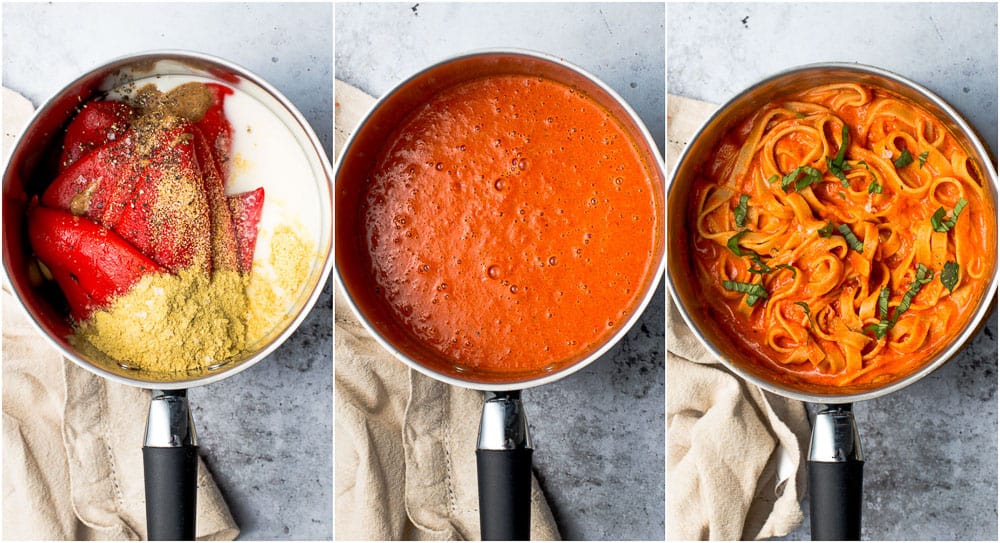 Three stages of making your pasta sauce