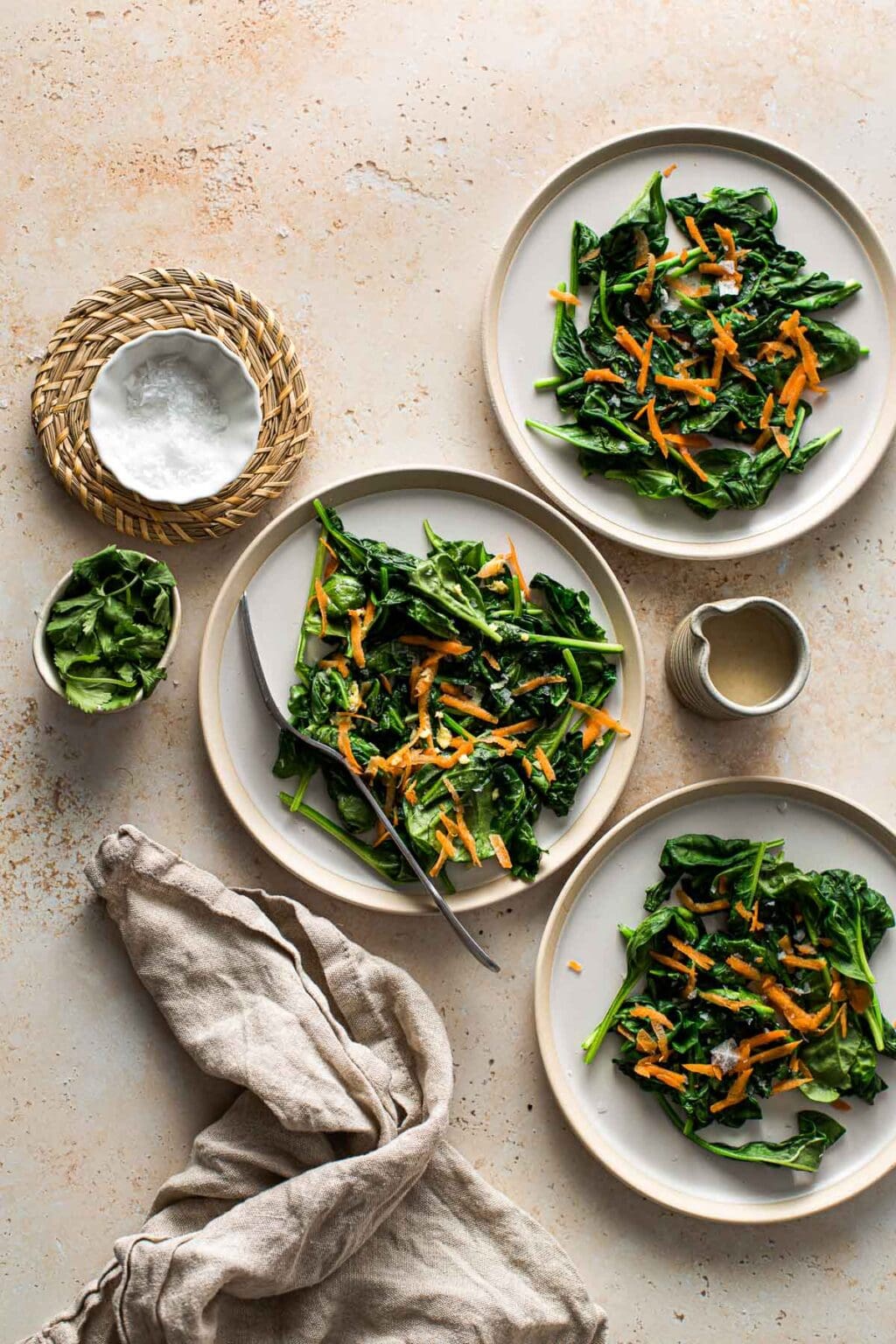 Vegan Wilted Spinach Salad with Tahini Dressing - My Vegan Minimalist