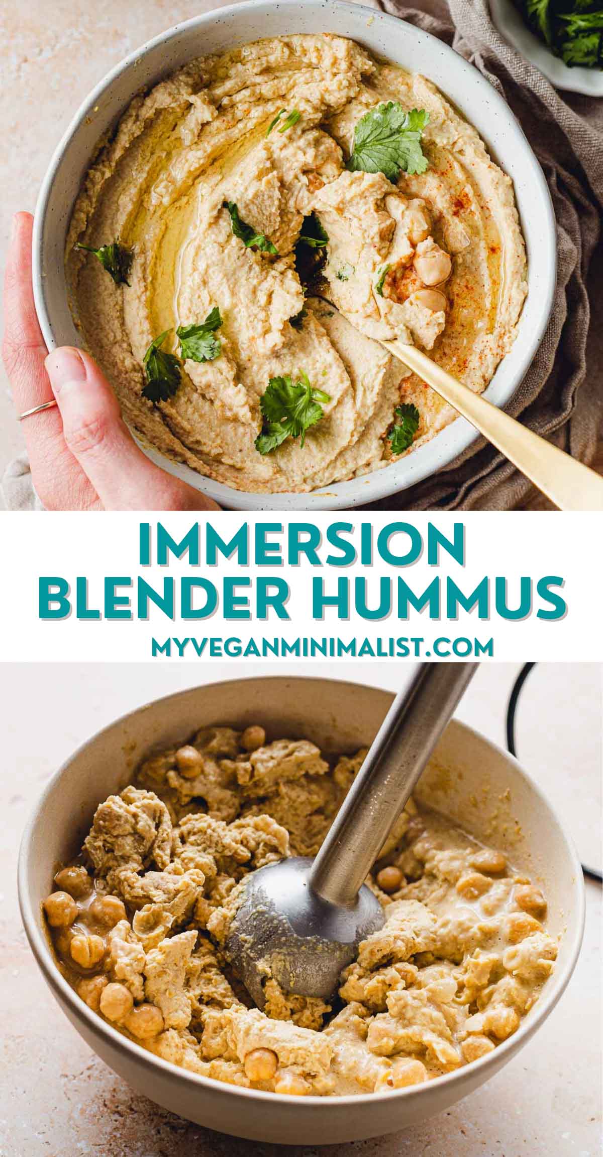 The Best Easy Immersion Blender Hummus (Vegan & Oilfree Option) My