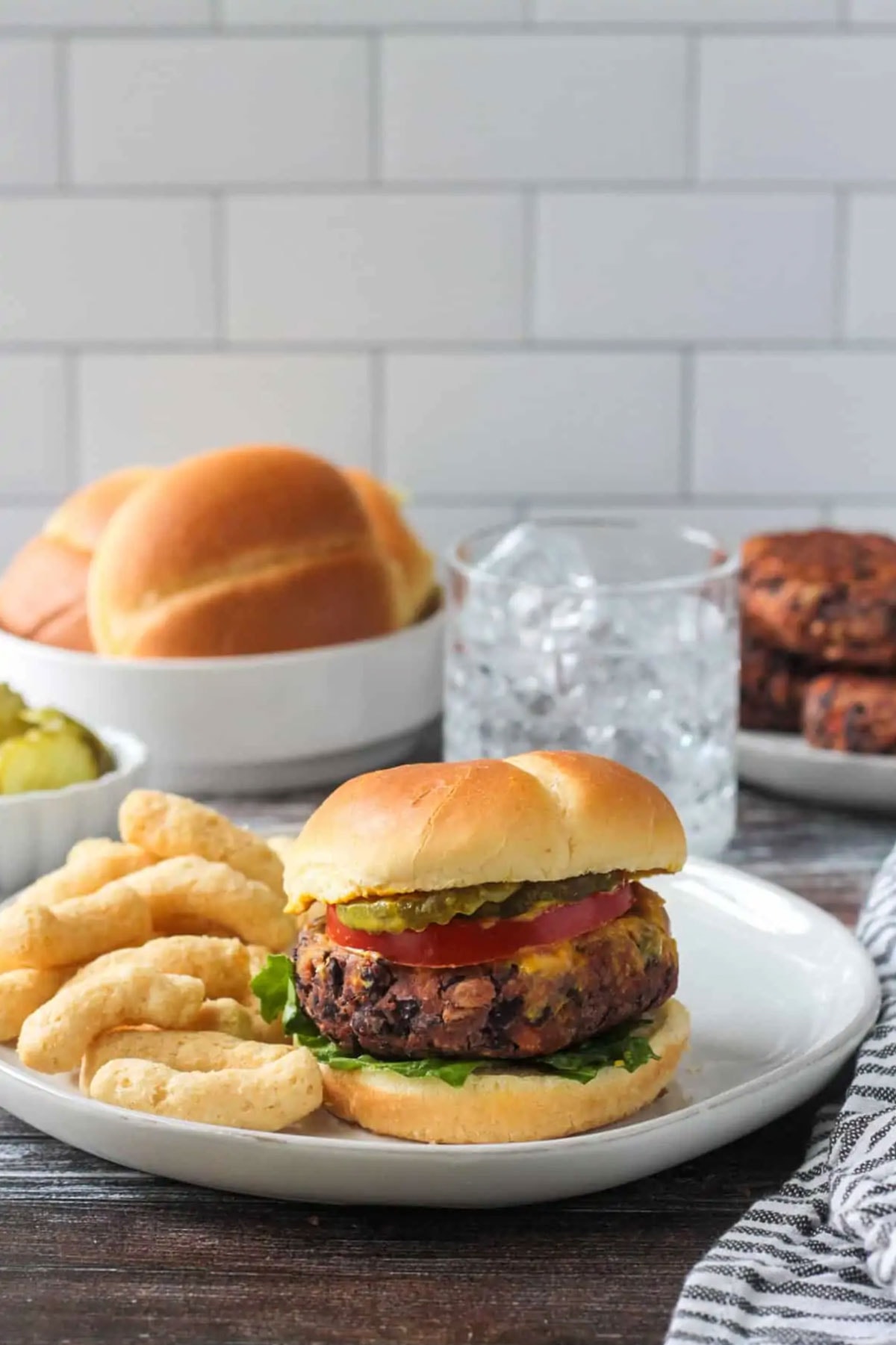 4-ingredient vegan bean burgers on a plate. 