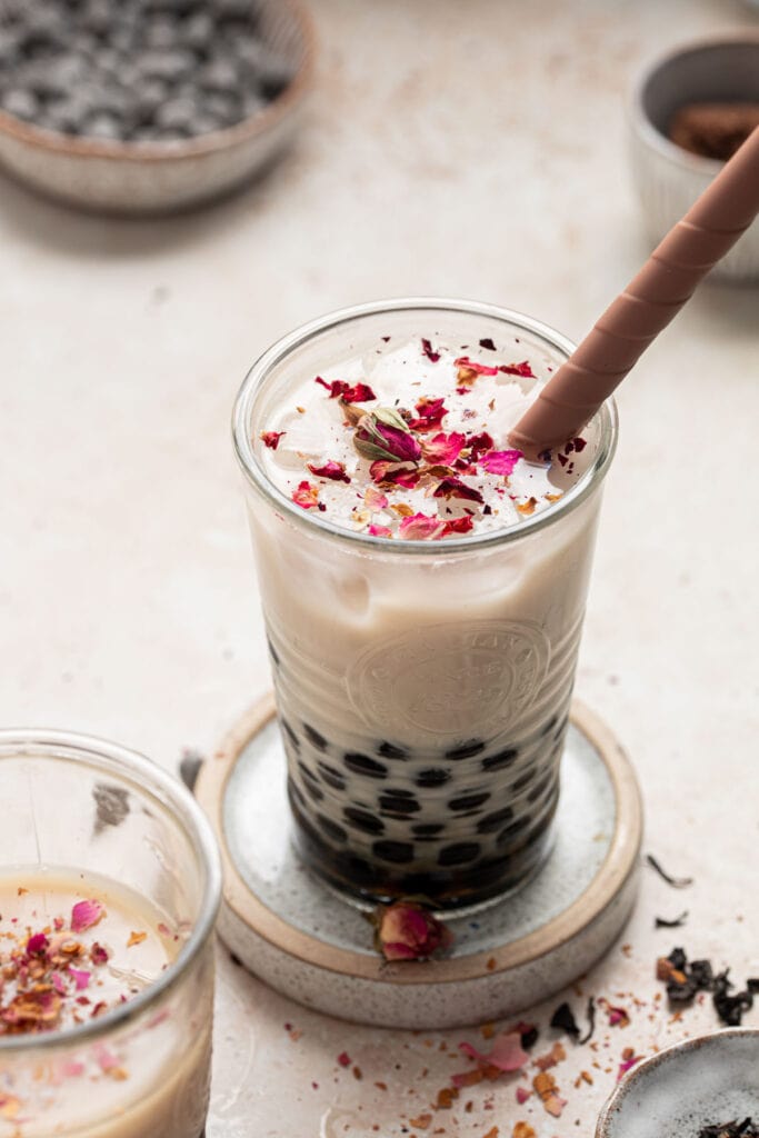 Rose Bubble Milk Tea - Boba - My Vegan Minimalist