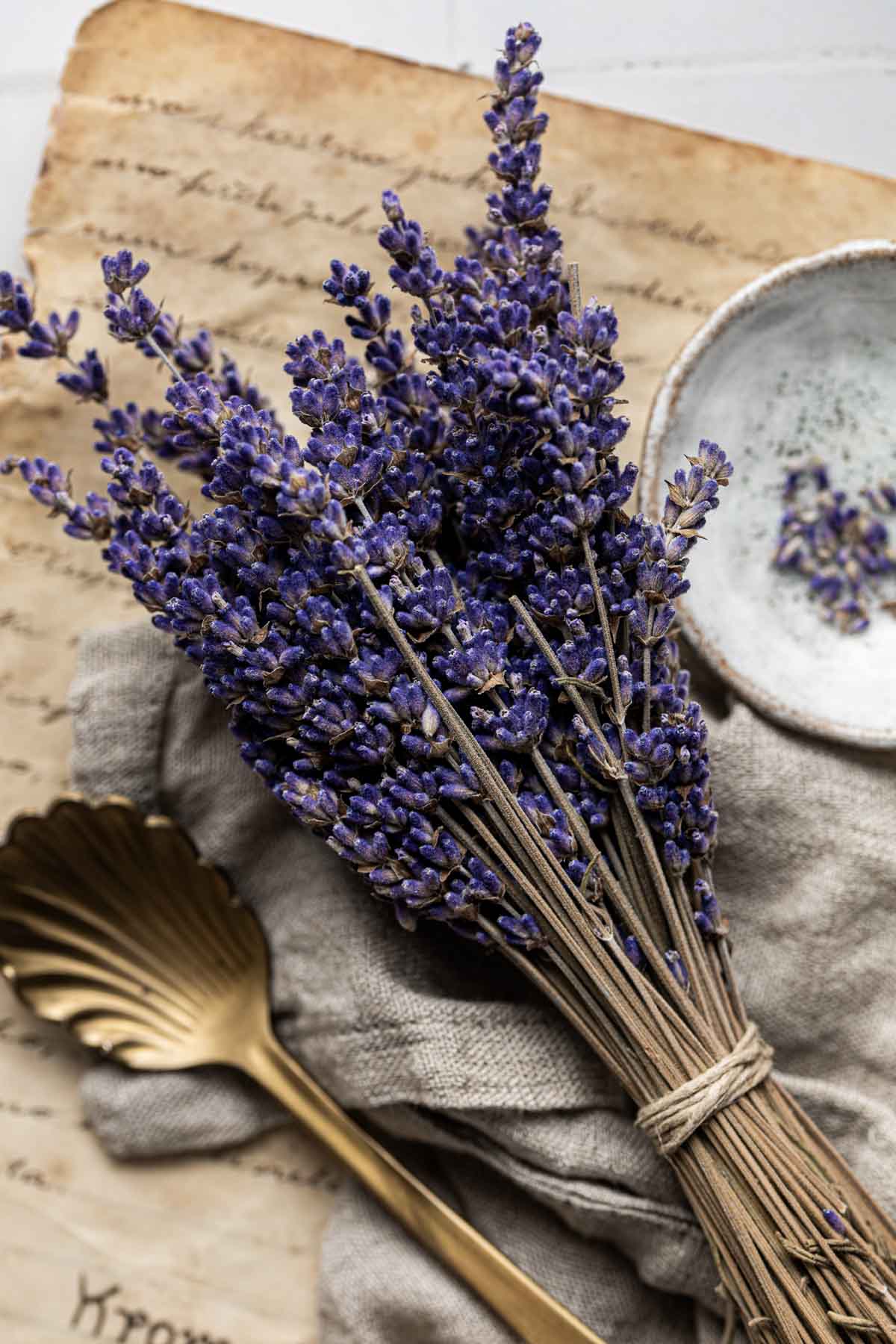 A large bunch of dried lavender. 
