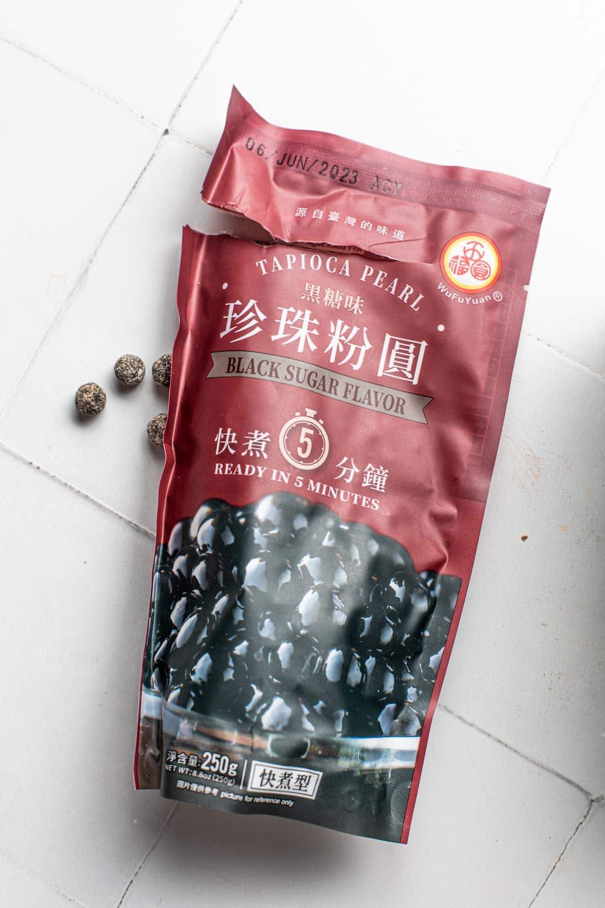 A bag of quick-cooking tapioca pearls. 