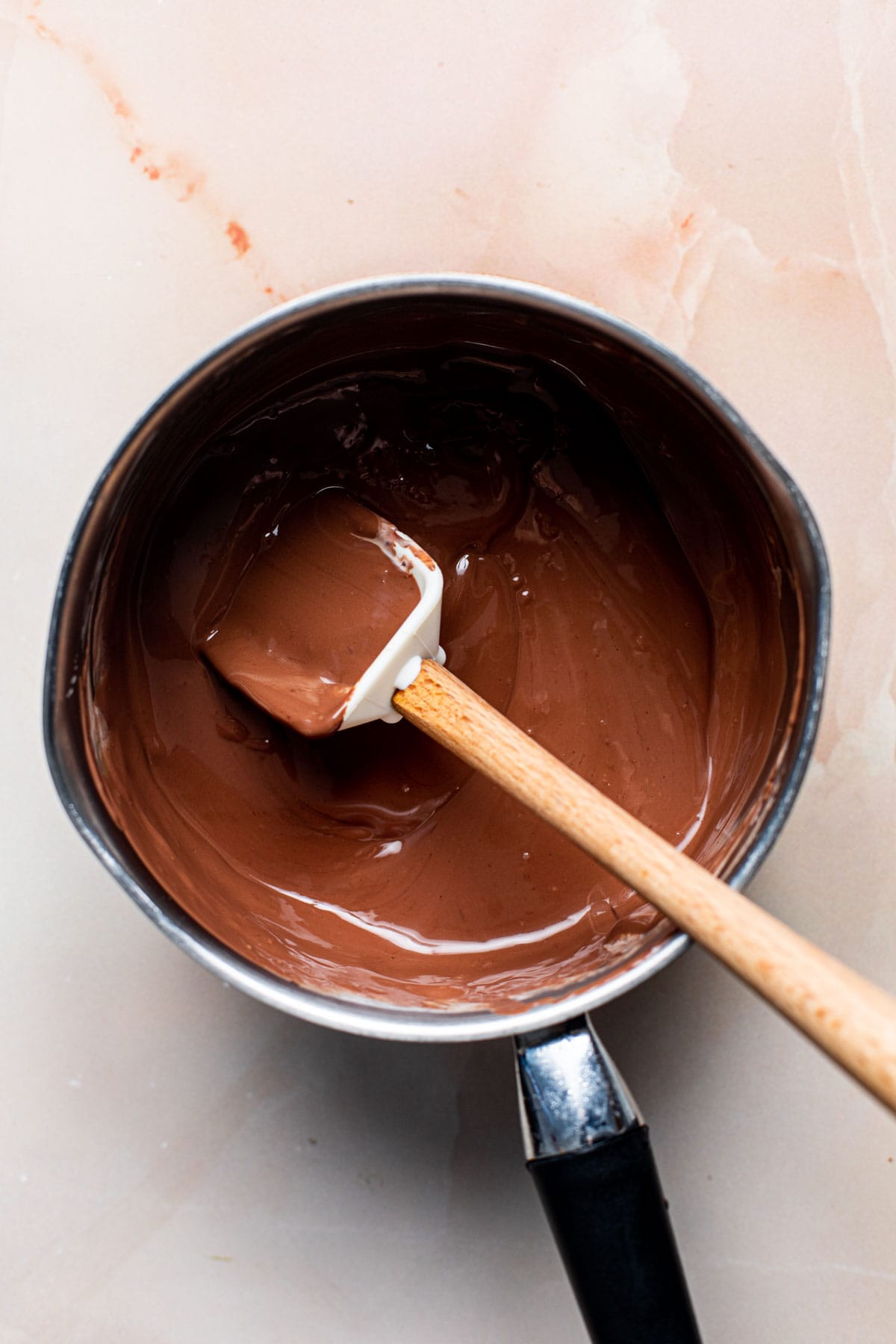 Chocolate mixture in a pan