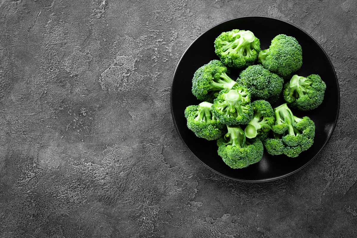 Fresh broccoli on plate.