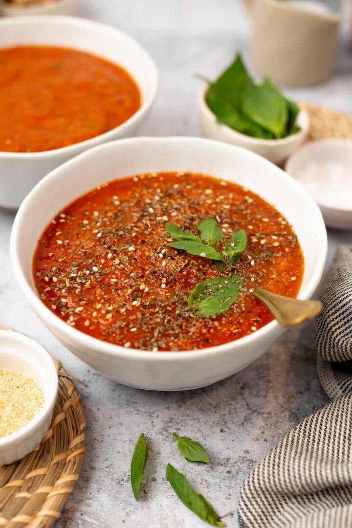 Healthy High Protein Tomato Soup - Creamy Secret Ingredient - My Vegan ...