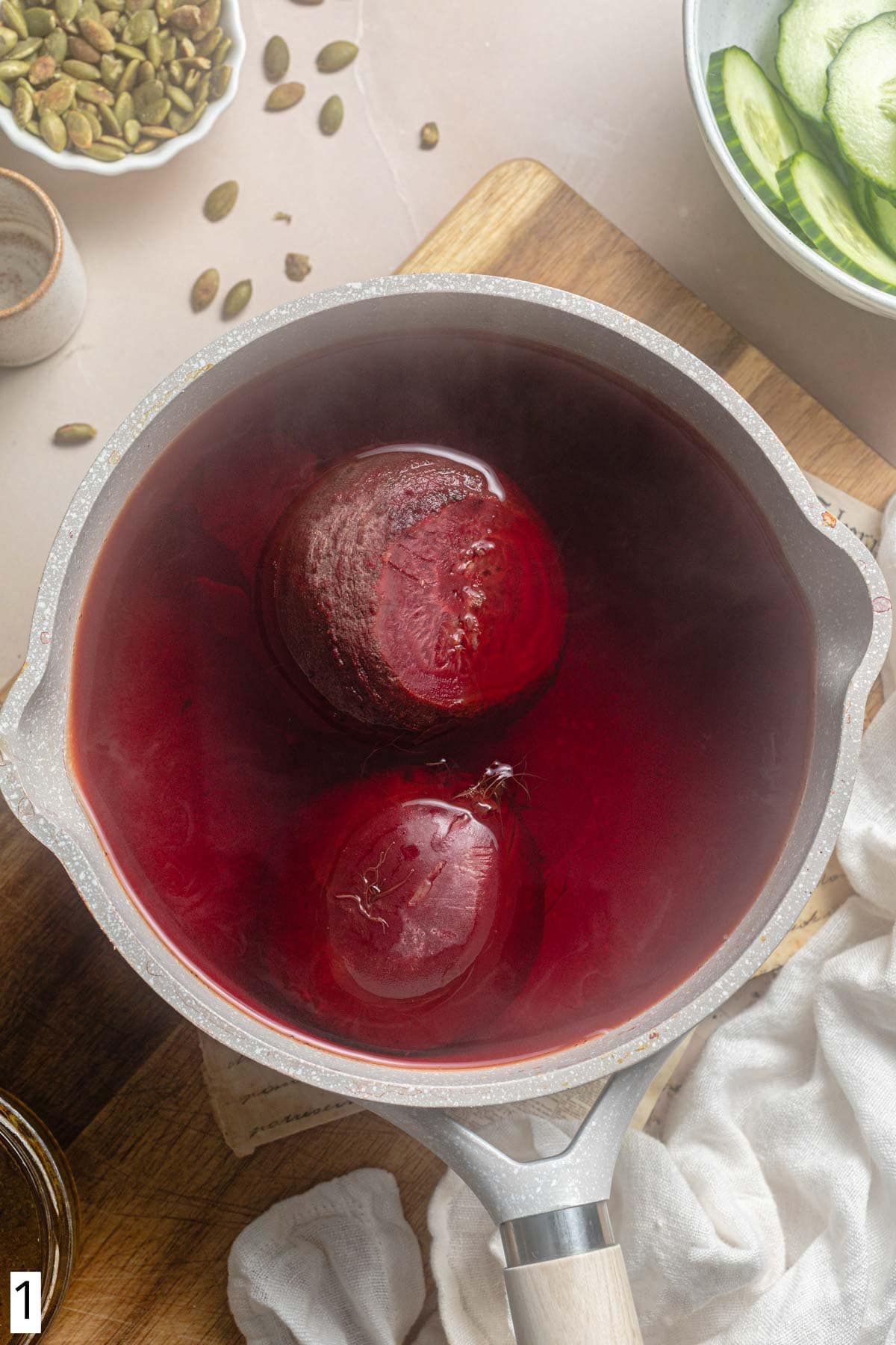 Beets in a saucepan