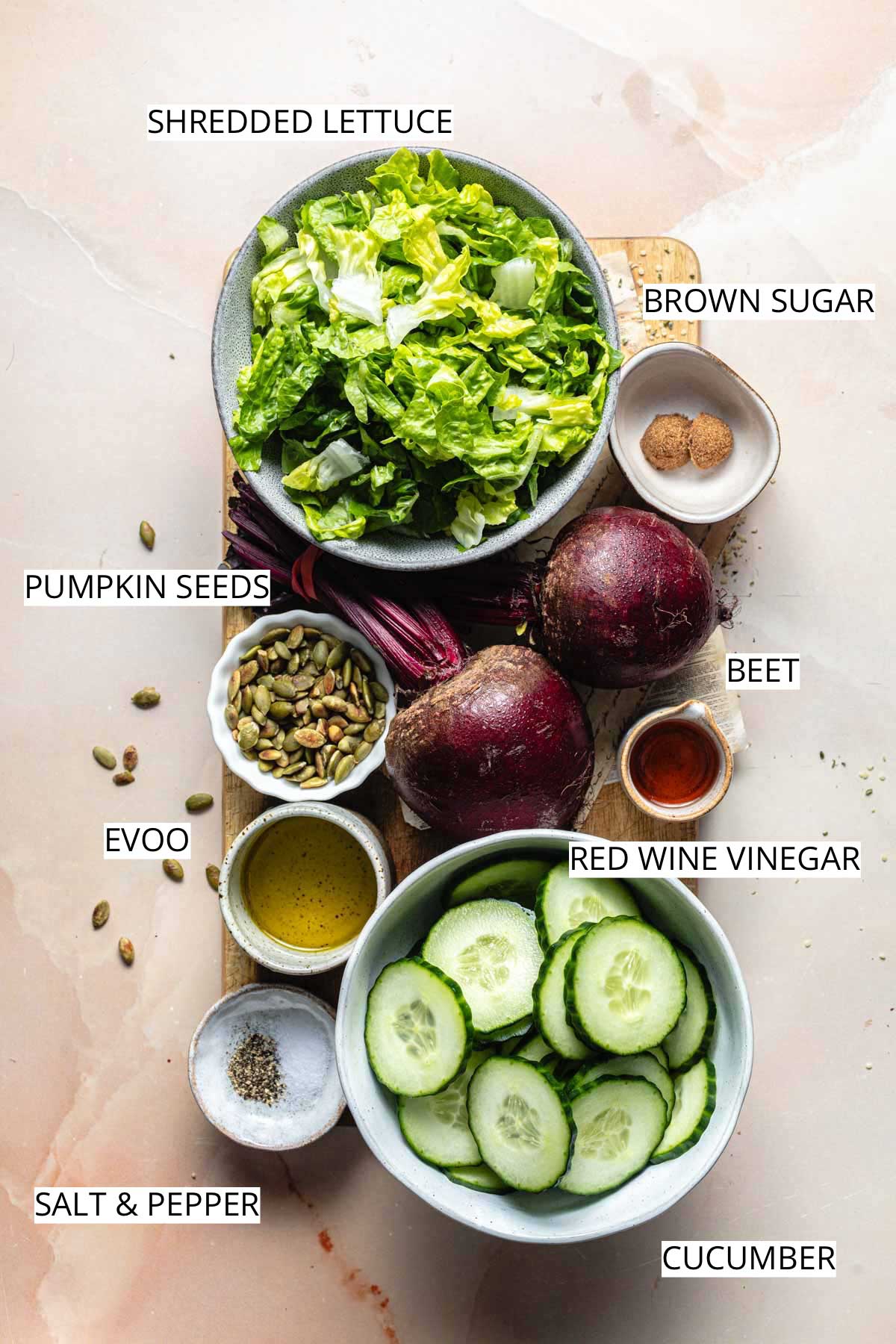 All ingredients needed for a salad