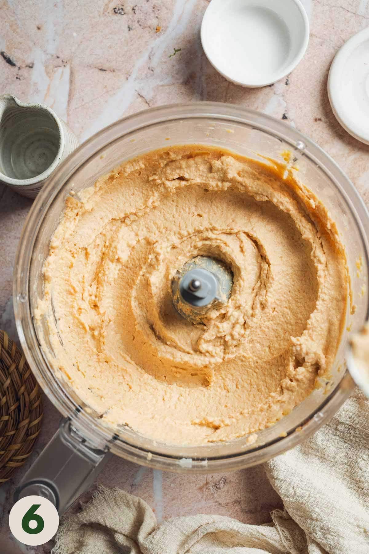 Hummus after blending in a food processor